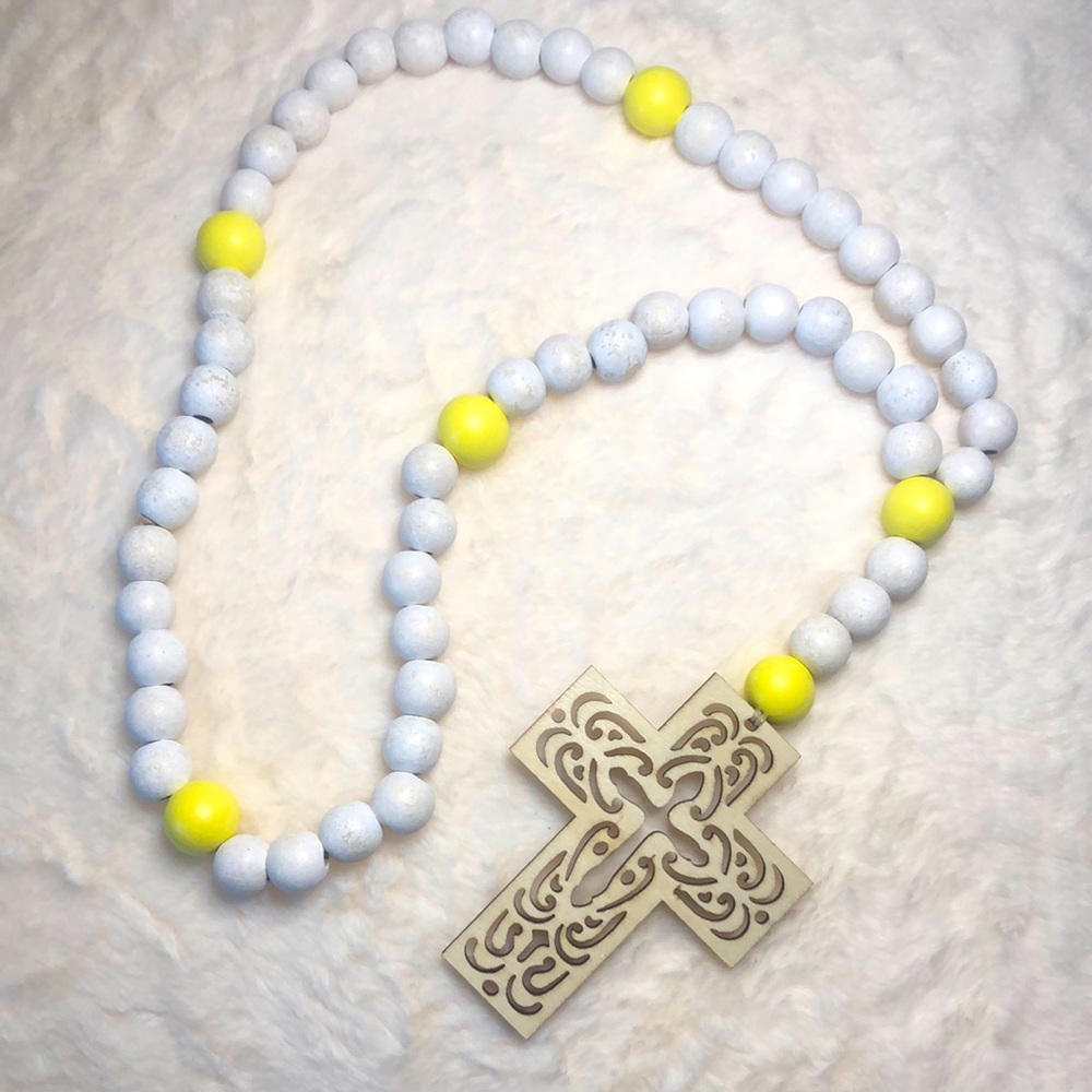 Handmade Wooden Rosary Garland.